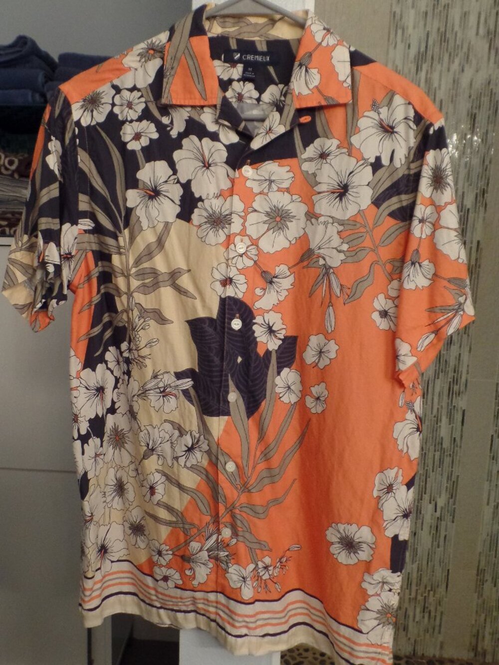DANIEL CREMIEUX Men's Short Sleeve Floral Shirt - Medium
